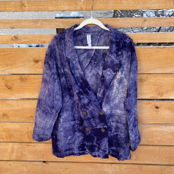 Anthropologie Jackets & Blazers - Amadi Hilde Tie Dye Purple Boho Oversized Blazer Size L Made in USA    